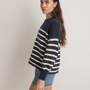 Madewell Conway Pullover XS Deep Indigo stripe